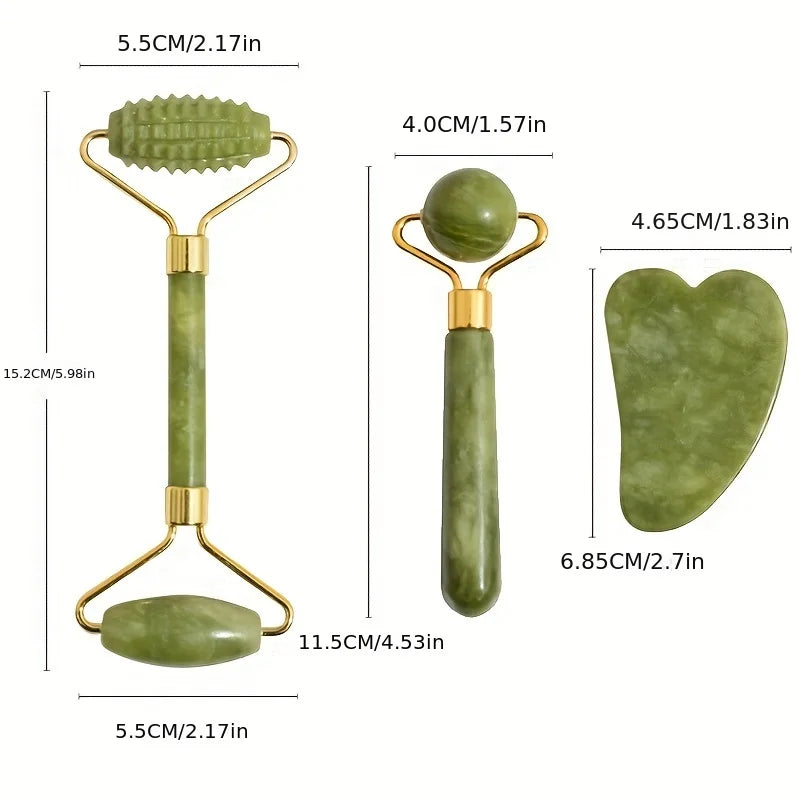 Gift,4-in-1 Jade Roller and Gua Sha Set.  Roller with Eye Massager,